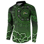 Sydney Thunder Cricket Mascot Button Sweatshirt Aboriginal Dot Art Green And Black Tribal Pattern