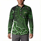 Sydney Thunder Cricket Mascot Button Sweatshirt Aboriginal Dot Art Green And Black Tribal Pattern