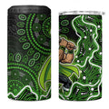 Sydney Thunder Cricket Mascot 4 in 1 Can Cooler Tumbler Aboriginal Dot Art Green And Black Tribal Pattern