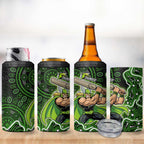 Sydney Thunder Cricket Mascot 4 in 1 Can Cooler Tumbler Aboriginal Dot Art Green And Black Tribal Pattern