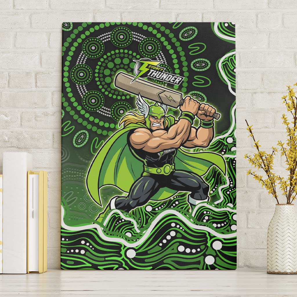 Sydney Thunder Cricket Mascot Canvas Wall Art Aboriginal Dot Art Green And Black Tribal Pattern
