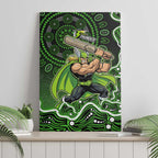 Sydney Thunder Cricket Mascot Canvas Wall Art Aboriginal Dot Art Green And Black Tribal Pattern