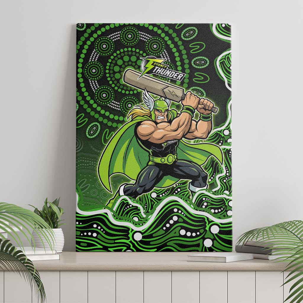 Sydney Thunder Cricket Mascot Canvas Wall Art Aboriginal Dot Art Green And Black Tribal Pattern