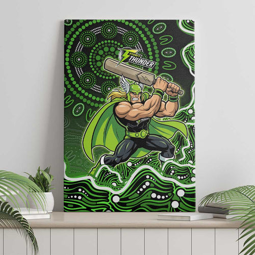 Sydney Thunder Cricket Mascot Canvas Wall Art Aboriginal Dot Art Green And Black Tribal Pattern