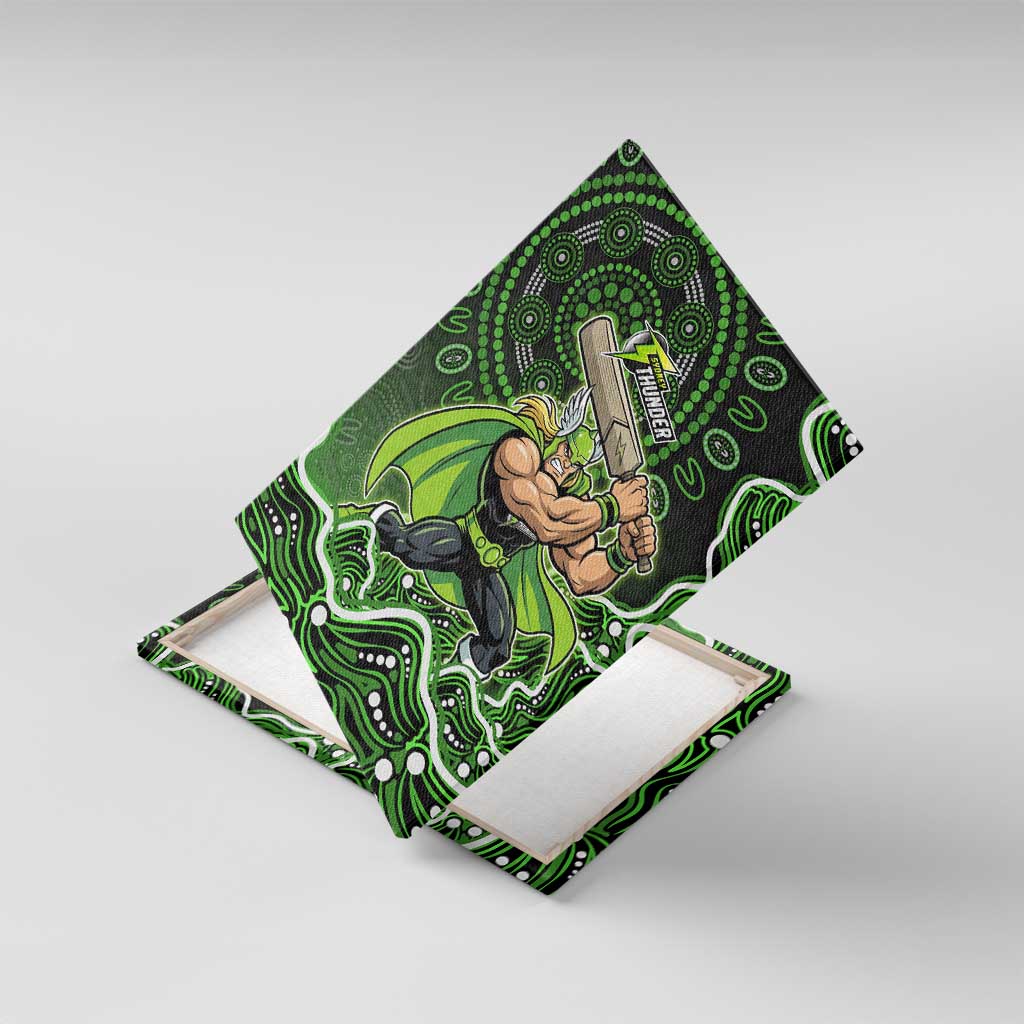 Sydney Thunder Cricket Mascot Canvas Wall Art Aboriginal Dot Art Green And Black Tribal Pattern