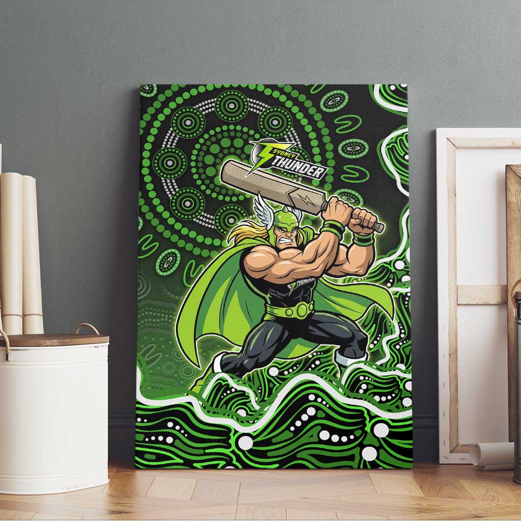 Sydney Thunder Cricket Mascot Canvas Wall Art Aboriginal Dot Art Green And Black Tribal Pattern