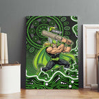 Sydney Thunder Cricket Mascot Canvas Wall Art Aboriginal Dot Art Green And Black Tribal Pattern