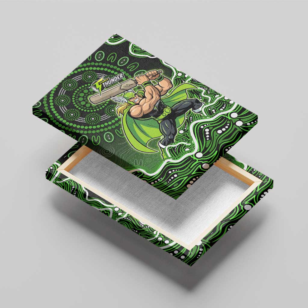 Sydney Thunder Cricket Mascot Canvas Wall Art Aboriginal Dot Art Green And Black Tribal Pattern