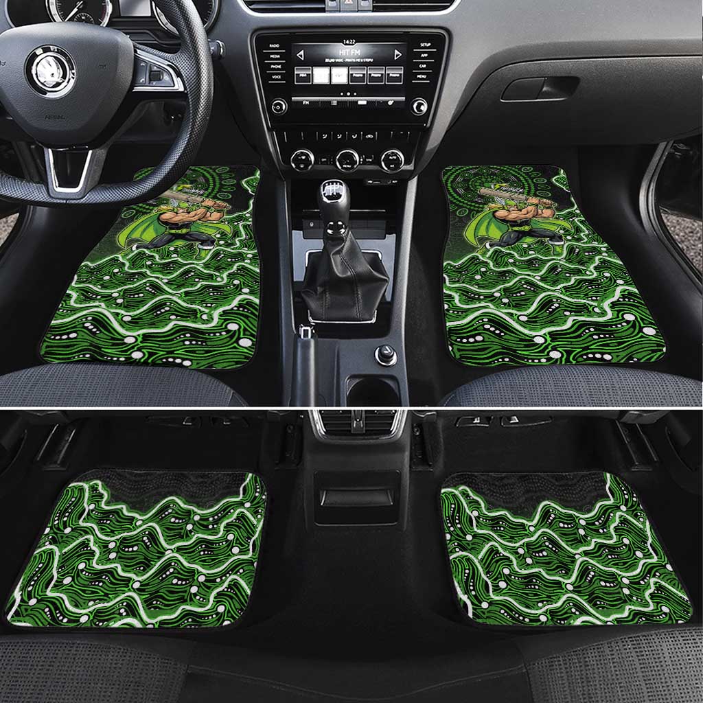 Sydney Thunder Cricket Mascot Car Mats Aboriginal Dot Art Green And Black Tribal Pattern