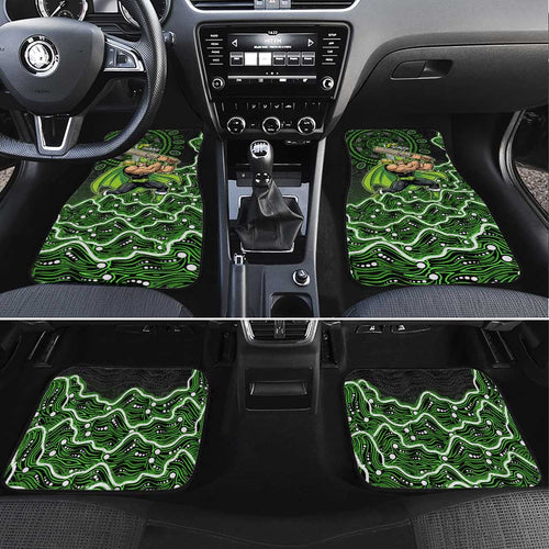 Sydney Thunder Cricket Mascot Car Mats Aboriginal Dot Art Green And Black Tribal Pattern