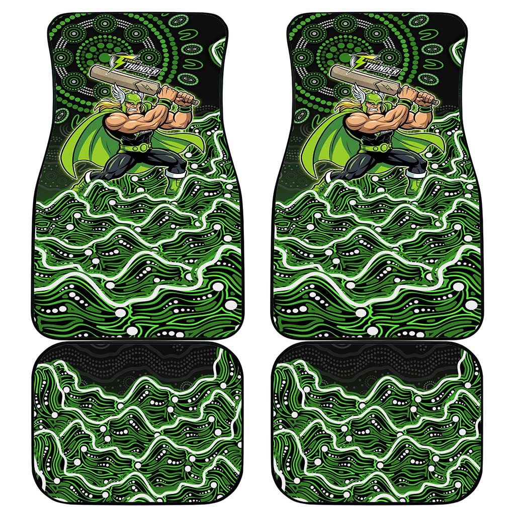 Sydney Thunder Cricket Mascot Car Mats Aboriginal Dot Art Green And Black Tribal Pattern