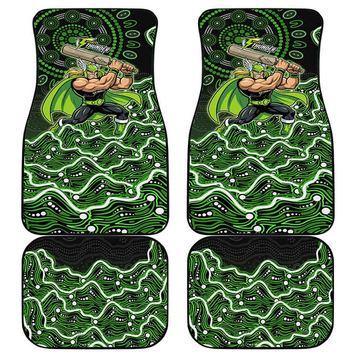 Sydney Thunder Cricket Mascot Car Mats Aboriginal Dot Art Green And Black Tribal Pattern