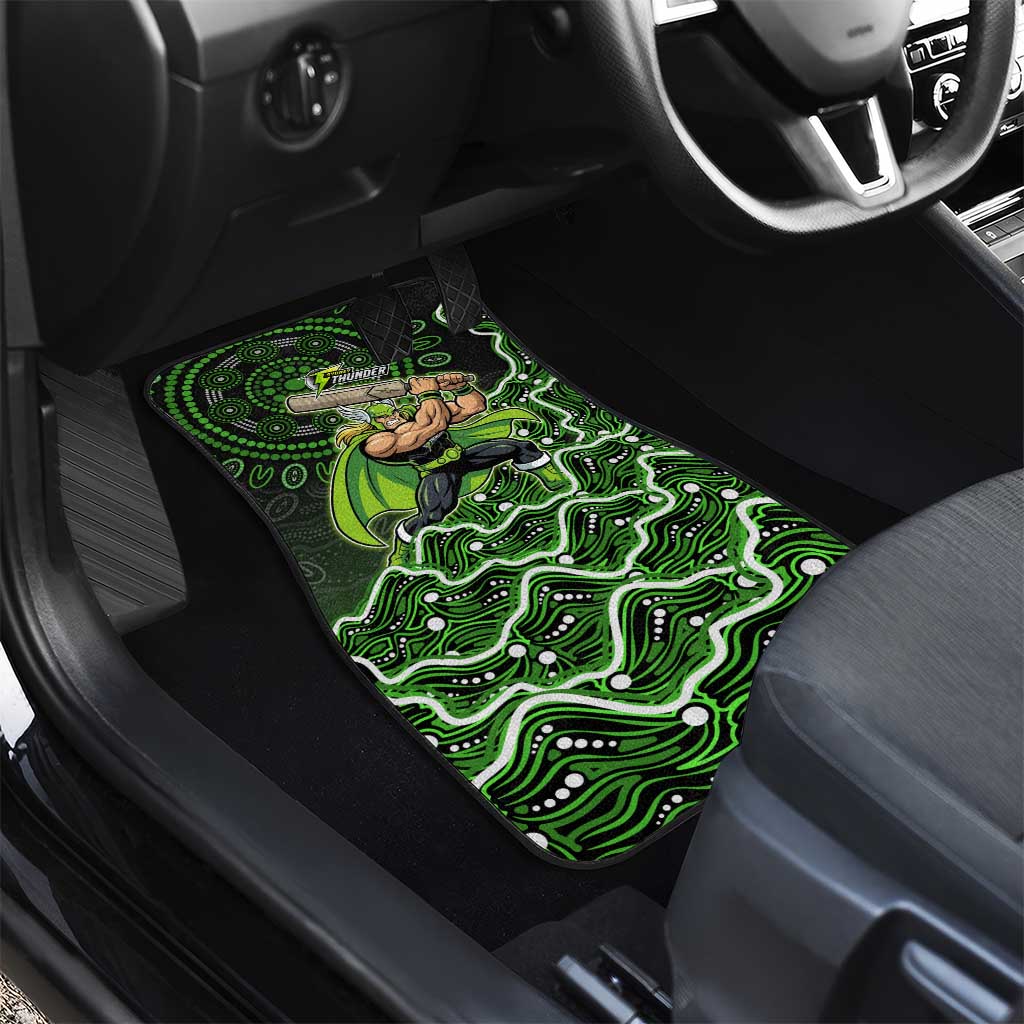 Sydney Thunder Cricket Mascot Car Mats Aboriginal Dot Art Green And Black Tribal Pattern