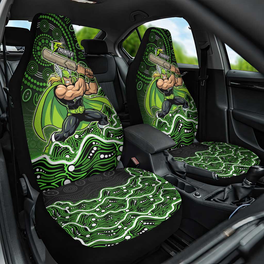 Sydney Thunder Cricket Mascot Car Seat Cover Aboriginal Dot Art Green And Black Tribal Pattern