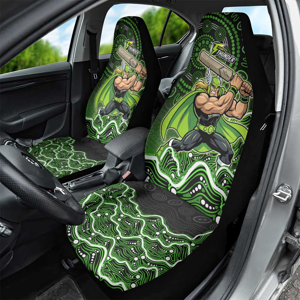 Sydney Thunder Cricket Mascot Car Seat Cover Aboriginal Dot Art Green And Black Tribal Pattern
