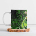 Sydney Thunder Cricket Mascot Ceramic Mug Aboriginal Dot Art Green And Black Tribal Pattern