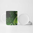 Sydney Thunder Cricket Mascot Ceramic Mug Aboriginal Dot Art Green And Black Tribal Pattern