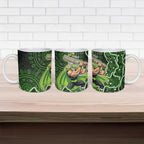 Sydney Thunder Cricket Mascot Ceramic Mug Aboriginal Dot Art Green And Black Tribal Pattern