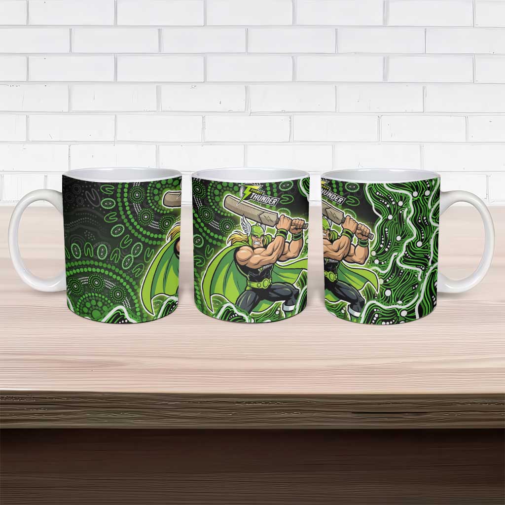 Sydney Thunder Cricket Mascot Ceramic Mug Aboriginal Dot Art Green And Black Tribal Pattern