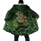 Sydney Thunder Cricket Mascot Cloak Aboriginal Dot Art Green And Black Tribal Pattern