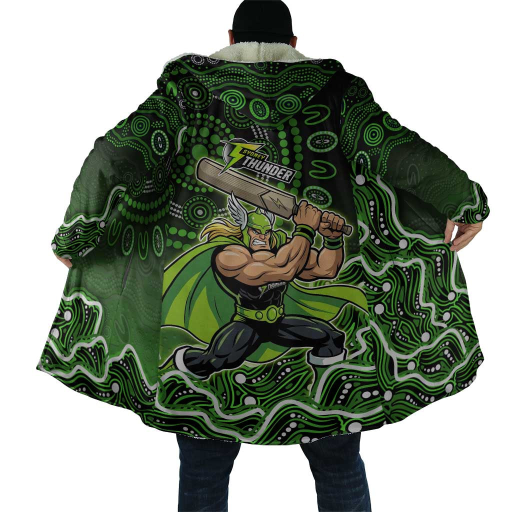Sydney Thunder Cricket Mascot Cloak Aboriginal Dot Art Green And Black Tribal Pattern