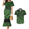 Sydney Thunder Cricket Mascot Couples Matching Mermaid Dress and Hawaiian Shirt Aboriginal Dot Art Green And Black Tribal Pattern