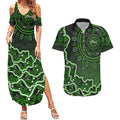 Sydney Thunder Cricket Mascot Couples Matching Summer Maxi Dress and Hawaiian Shirt Aboriginal Dot Art Green And Black Tribal Pattern