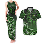 Sydney Thunder Cricket Mascot Couples Matching Tank Maxi Dress and Hawaiian Shirt Aboriginal Dot Art Green And Black Tribal Pattern
