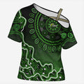 Sydney Thunder Cricket Mascot Cross Shoulder Shirt Aboriginal Dot Art Green And Black Tribal Pattern