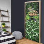 Sydney Thunder Cricket Mascot Door Cover Aboriginal Dot Art Green And Black Tribal Pattern
