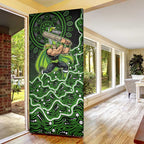 Sydney Thunder Cricket Mascot Door Cover Aboriginal Dot Art Green And Black Tribal Pattern