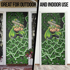 Sydney Thunder Cricket Mascot Door Cover Aboriginal Dot Art Green And Black Tribal Pattern