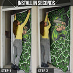 Sydney Thunder Cricket Mascot Door Cover Aboriginal Dot Art Green And Black Tribal Pattern