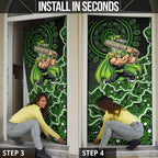 Sydney Thunder Cricket Mascot Door Cover Aboriginal Dot Art Green And Black Tribal Pattern