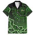 Sydney Thunder Cricket Mascot Family Matching Long Sleeve Bodycon Dress and Hawaiian Shirt Aboriginal Dot Art Green And Black Tribal Pattern