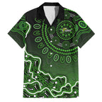 Sydney Thunder Cricket Mascot Family Matching Long Sleeve Bodycon Dress and Hawaiian Shirt Aboriginal Dot Art Green And Black Tribal Pattern