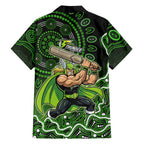 Sydney Thunder Cricket Mascot Family Matching Long Sleeve Bodycon Dress and Hawaiian Shirt Aboriginal Dot Art Green And Black Tribal Pattern