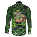 Sydney Thunder Cricket Mascot Family Matching Mermaid Dress and Hawaiian Shirt Aboriginal Dot Art Green And Black Tribal Pattern