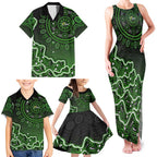 Sydney Thunder Cricket Mascot Family Matching Tank Maxi Dress and Hawaiian Shirt Aboriginal Dot Art Green And Black Tribal Pattern