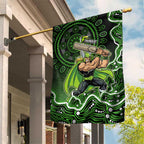 Sydney Thunder Cricket Mascot Garden Flag Aboriginal Dot Art Green And Black Tribal Pattern