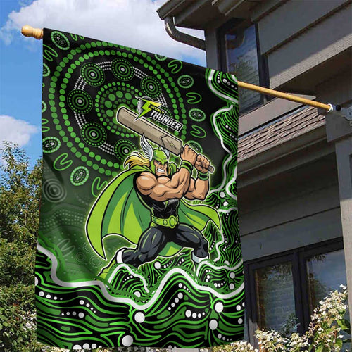 Sydney Thunder Cricket Mascot Garden Flag Aboriginal Dot Art Green And Black Tribal Pattern