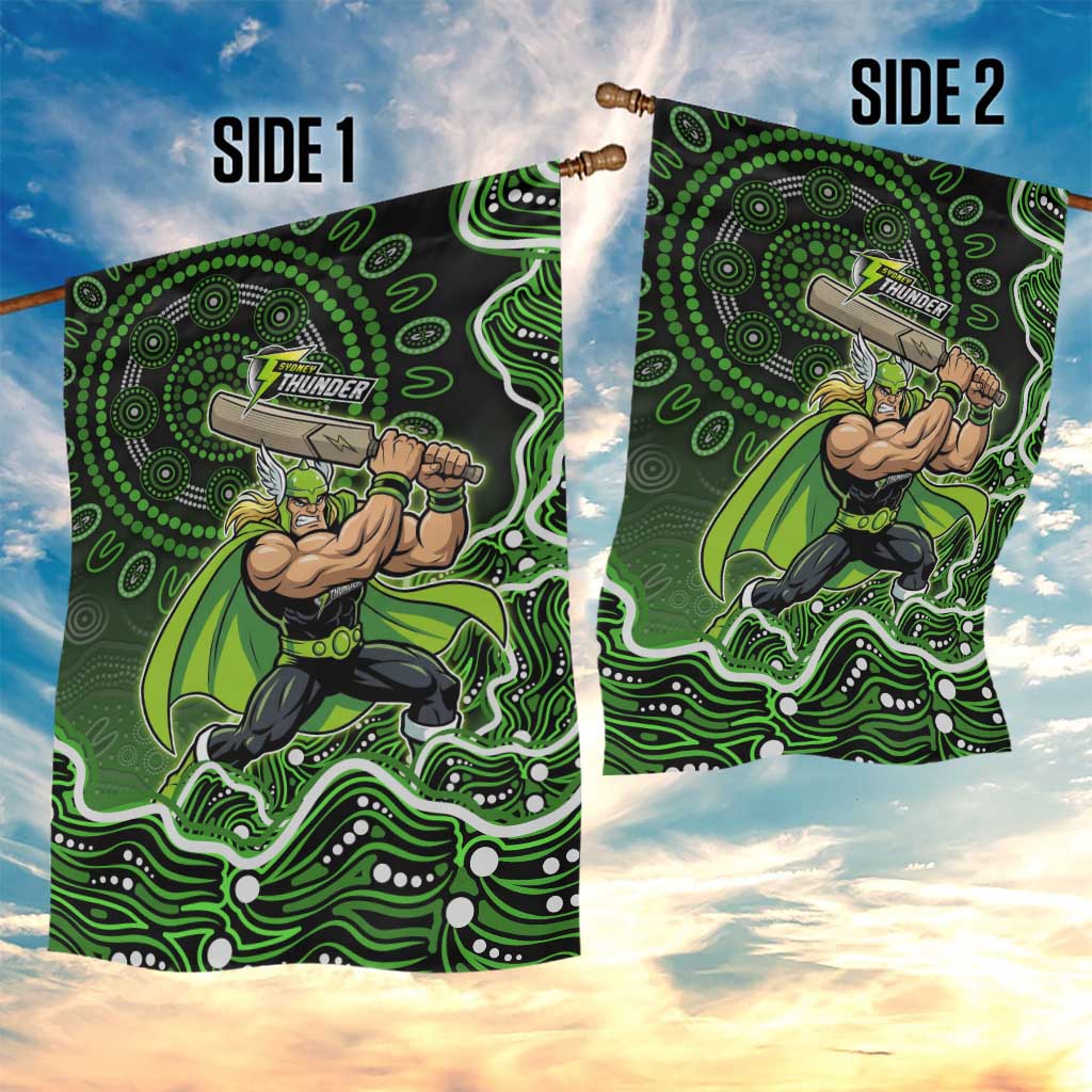 Sydney Thunder Cricket Mascot Garden Flag Aboriginal Dot Art Green And Black Tribal Pattern