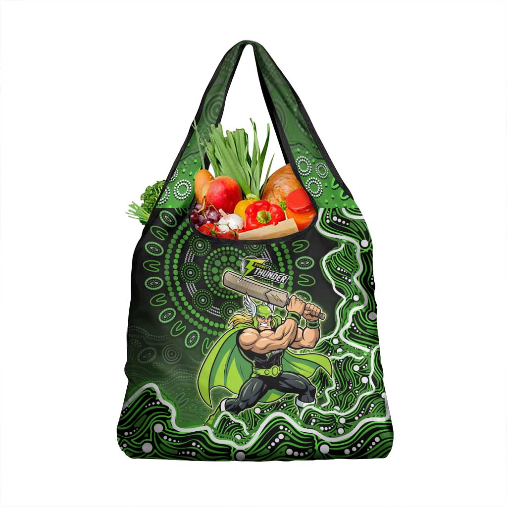 Sydney Thunder Cricket Mascot Grocery Bag Aboriginal Dot Art Green And Black Tribal Pattern