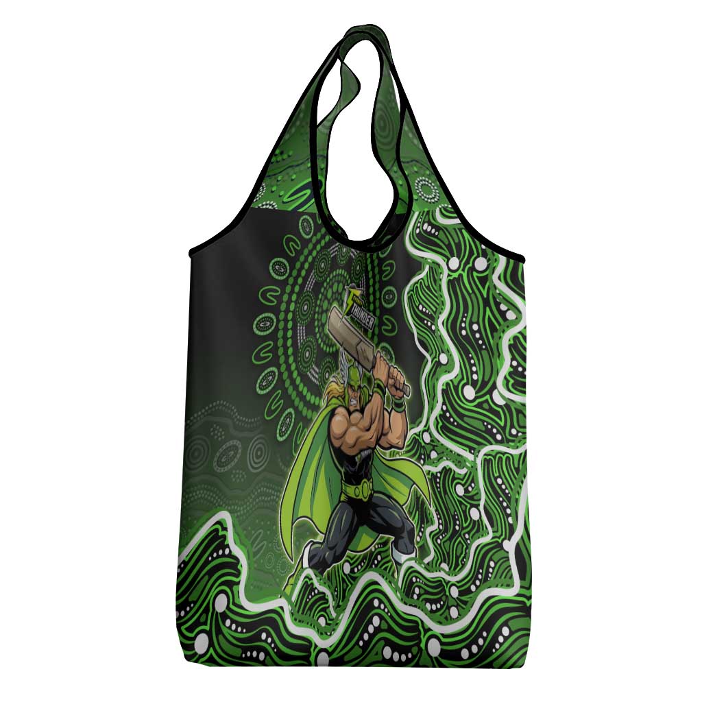Sydney Thunder Cricket Mascot Grocery Bag Aboriginal Dot Art Green And Black Tribal Pattern