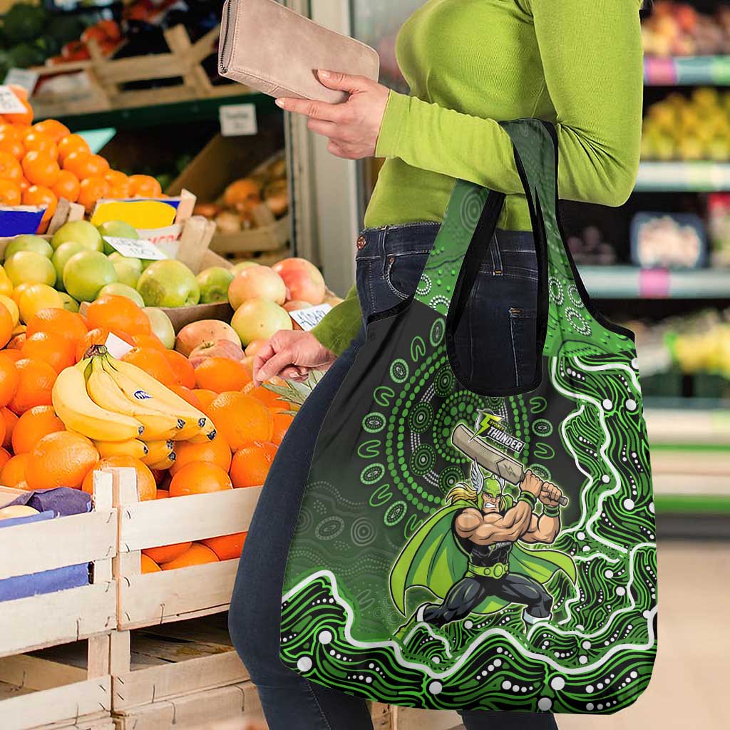 Sydney Thunder Cricket Mascot Grocery Bag Aboriginal Dot Art Green And Black Tribal Pattern