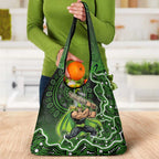 Sydney Thunder Cricket Mascot Grocery Bag Aboriginal Dot Art Green And Black Tribal Pattern
