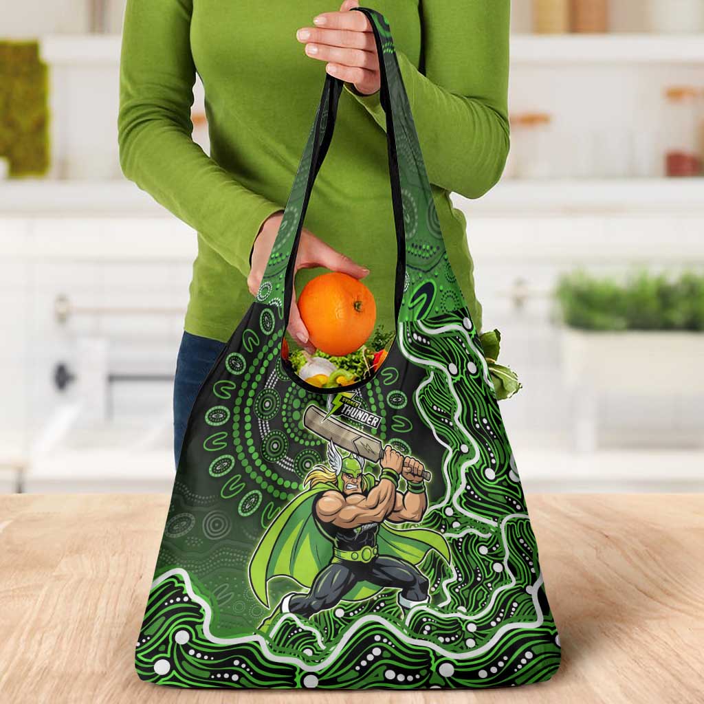 Sydney Thunder Cricket Mascot Grocery Bag Aboriginal Dot Art Green And Black Tribal Pattern