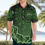 Sydney Thunder Cricket Mascot Hawaiian Shirt Aboriginal Dot Art Green And Black Tribal Pattern
