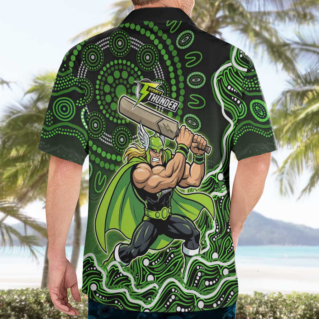 Sydney Thunder Cricket Mascot Hawaiian Shirt Aboriginal Dot Art Green And Black Tribal Pattern