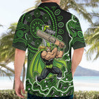 Sydney Thunder Cricket Mascot Hawaiian Shirt Aboriginal Dot Art Green And Black Tribal Pattern